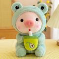 Cartoon Animal Transformation Milk Tea Pig Plush Toy Little Frog Doll. 