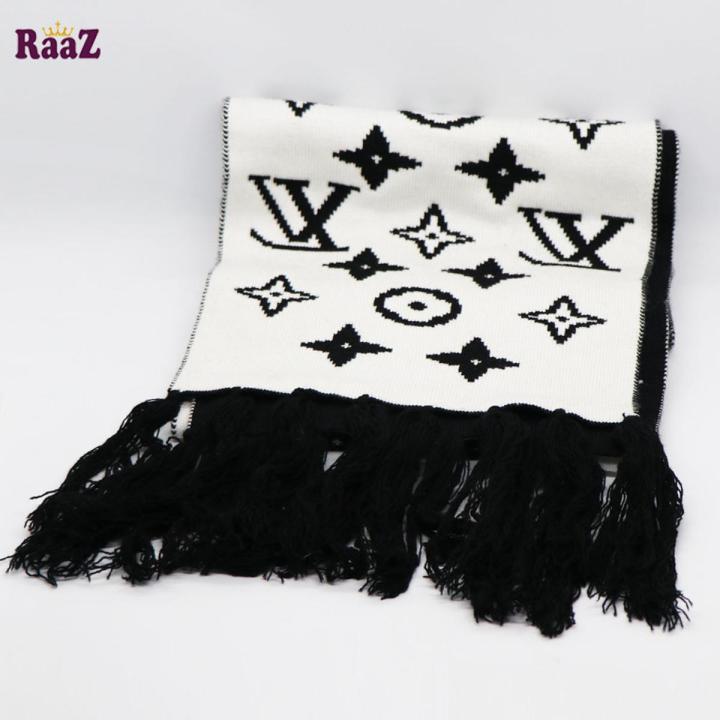 Black And White Woolen Scarf, Soft Muffler Stylish Fashion Scarf For Men And Women - Maflar For Men