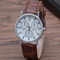 Sunnyheart Men Quartz Watch Stylish Men's Quartz Watch Clear Print Dial Adjustable Faux Leather Strap High Accuracy Business Gift Faux Leather Strap Men Watch. 