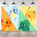Kids Birthday Party Backdrop Pokemon Theme Decoration Pikachu Photography Background Pocket Monster Event Wall Photo Banner. 