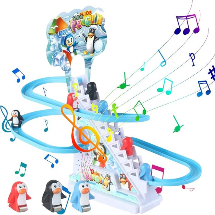 Polar Bear Penguin Sliding Track Puzzle Electric Race Train Track Toy with Music