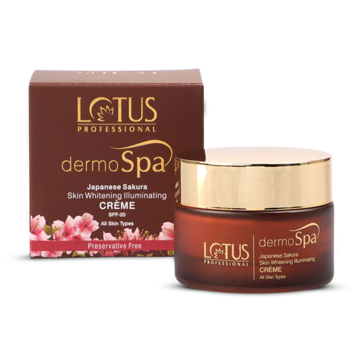 Lotus Herbals Japenese Sakura- Skin Whitening & Illuminating Day Creme with SPF 20 Dermo Spa 50gm