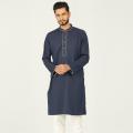 Masculine Semi Fit Embro Panjabi -  Navy. 