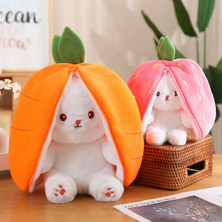 Carrot Strawberry Transformed Into Rabbit Fruit Stuffed Plush Toys Bunny Doll
