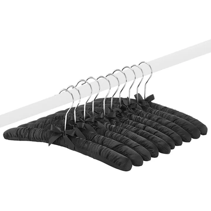 5%20Pcs%20Women'S%20Satin%20Padded%20Hangers,%20Non-Slip%20Thick%20Foam%20Black%20Hangers%20-%20Image%204