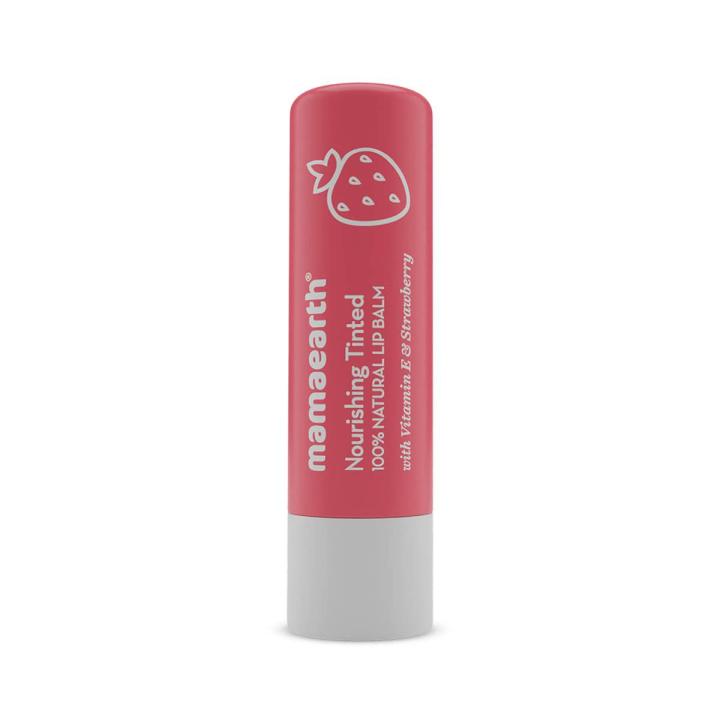 Mamaearth Nourishing Lip Balm Tinted 100% Natural with Vitamin E and Strawberry-4g