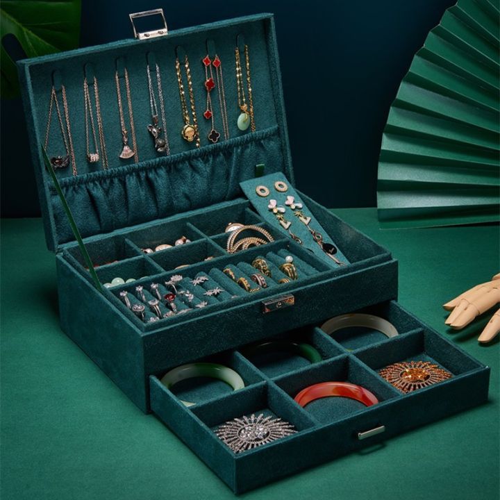 Multi-layer flannel jewelry box, drawer storage box, ring earrings, jewelry box, large capacity storage jewelry box, wholesale
