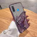 New Phone case Huawei P30 / P30 Lite / P30 Pro Shiny Plating Quicksand Drilling Butterfly Holder Phone Case Clear Silicone. 