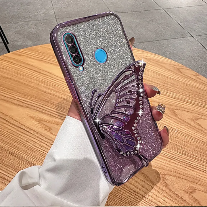 New%20Phone%20case%20Huawei%20P30%20/%20P30%20Lite%20/%20P30%20Pro%20Shiny%20Plating%20Quicksand%20Drilling%20Butterfly%20Holder%20Phone%20Case%20Clear%20Silicone%20-%20Image%204