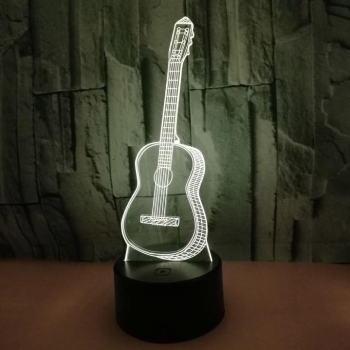 Creative LED Night Light 7 Color Chang 3D Guitar Shape Touch Lamp Decorative 11UA
