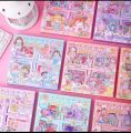 100 Sheets Stickers Box Space Park Anime Figure Pattern Decorative PET Cartoon Character Decals for Scrapbook.