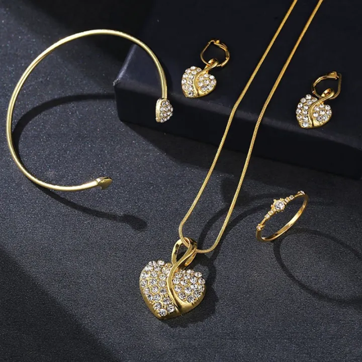 4pc%20Luxury%20Heart%20Diamond%20Pendant%20Necklace%20Bracelet%20Earring%20Ring%20Set%20for%20Women%20Jewelry%20Party%20-%20Image%205