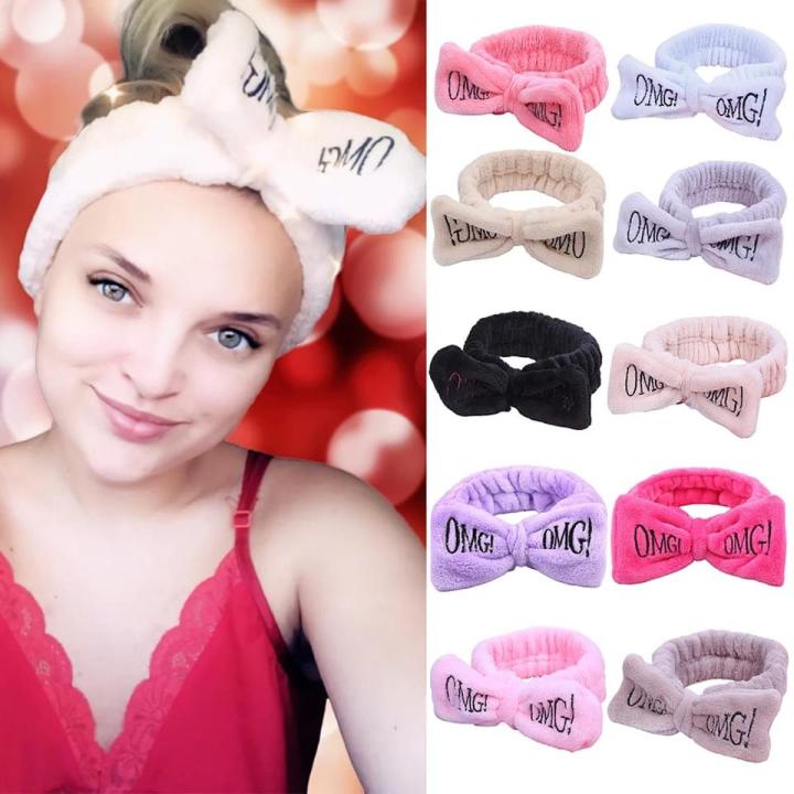 Letter "OMG" flannel soft bow headbands girls turban cute hair holder hair bands hair band headwear hair accessories