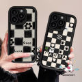 Checkerboard Smiley Face Flower Art Doodle Case Compatible For IPhone 11 7Plus 15 12 13 14 Pro Max XR 8Plus X XS Max 15 6 8 7 6S Plus SE 2020 Couples Angel Eye Soft Cover.