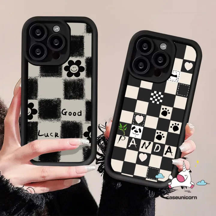Checkerboard%20Smiley%20Face%20Flower%20Art%20Doodle%20Case%20Compatible%20For%20IPhone%2011%207Plus%2015%2012%2013%2014%20Pro%20Max%20XR%208Plus%20X%20XS%20Max%2015%206%208%207%206S%20Plus%20SE%202020%20Couples%20Angel%20Eye%20Soft%20Cover%20-%20Image%204
