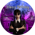 Wednesday Addams Round Cover Girl Birthday Baby Shower Backdrop Nevermore Family Party Circle Cylinder Cover Photo Booth Props. 