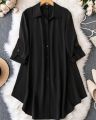 Ladies Western Fashion Black color Long Shirt cherry georgette tops for Girls/women.