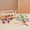 Wooden Turnip Car Stretch Rope Hand-pulled Car Baby Carrot Pulling Toy Shape Matching Toy Parent-child Education Montessori Toys Vnce Lncei. 