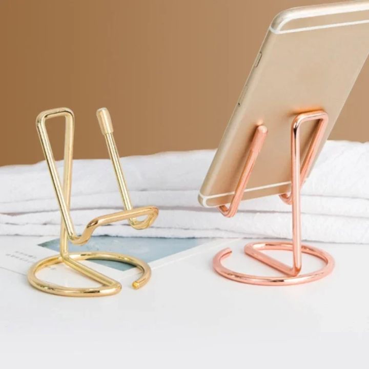 Rose Gold Cute Business Card Holder Metal Cell Phone Stand Metal Wire Cellphone Tablet Desk Mobile Phone Accessories
