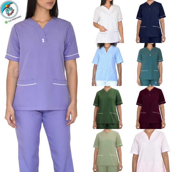 Women’s Cotton Workwear Scrub Set with V-Neck Design Healthcare