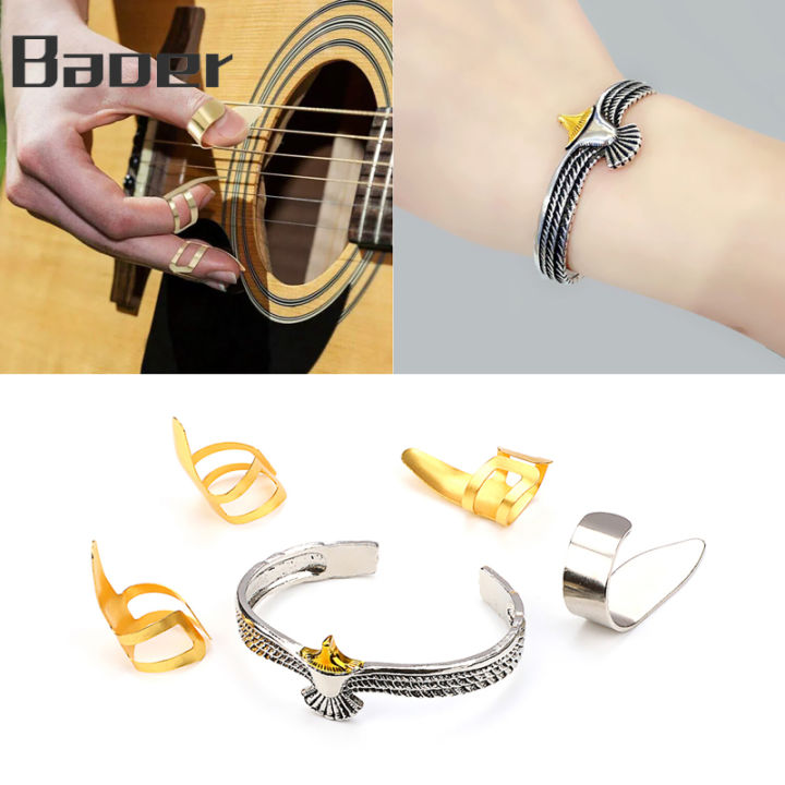 Baoer Guitar Thumb Finger Picks Bracelet Acoustic Folk Guitar Plectrum Electric Guitar Picks Musical Instrument Accessories Adjustable Metal Thumbpicks