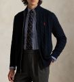 Ralph Lauren Cable-Knit Cotton Full Zipper Sweater โ Navy Blue.