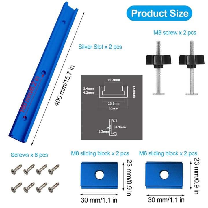 JAERBEE%202T-Guide%20Rail%20Clamp%20Rails%20Made%20of%20Aluminium%20Alloy,400%20mm%20T-Slot%20Track%20MitreRail%20Set,Groove%20SlidRail%20with%20M8/M6%20Slider%20-%20Image%203