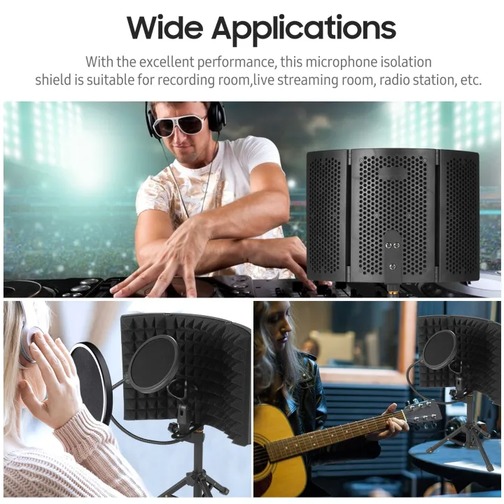 Microphone%20Isolation%20Shield%20with%20HighDensity%20SoundAbsorbing%20Sponge,%203Panel%20Foldable%20Windshield%20Mini%20Soundproof%20?with%20Tripod%20Pop%20Filter%20and%20Microphone%20Sd%20for%20Studio%20Recording%20-%20Image%205