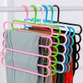 Plastic 5 Layers Trouser Hanger, Hijab Hanger For Cloth Hanging 6Pcs = Multicolor - Hanger.
