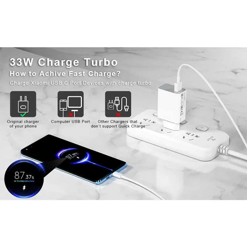 Usb C Xiaomi Poco X3 Nfc Cargador 33W Charger Xiaomi Original