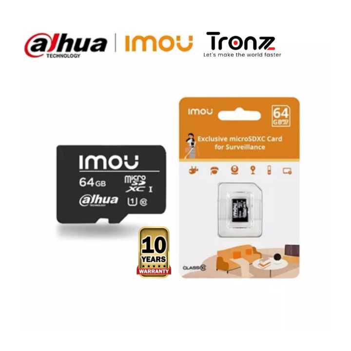 Dahua Imou Memory Card 64GB Original High Speed Class 10 Micro SD Card Portable Flash TF Card For WiFi Surveillance Camera, Mobile, Laptop | 10-Year Brand Warranty by TRONZZ