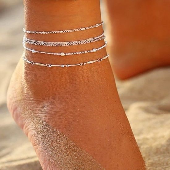 Versatile -1pc Multi-layer Sparkling Crystal Anklets Summer Beach Charm Anklets Fashion Boho Foot Bracelet Wedding Jewelry Gifts- Avant-garde