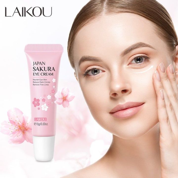 LAIKOU Sakura Eye Cream Anti-Aging Wrinkles Remover Dark Circles Eye Care Against Puffiness and Bags - 15gm