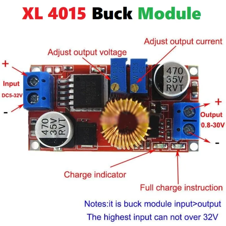 XL4015 Buck Converter DC DC Step Down XL4015 Module Buck Converter 5V-32V To 0.8V-30V 5A 75W XL4015 5A Module Adapters