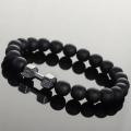 Black Stone Dumbbell Bracelet Men - Bracelet For Men.