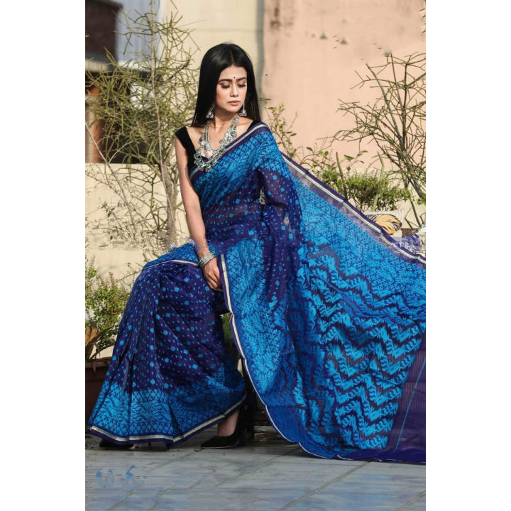 Multi Colour Moslin Jamdani Saree for Women