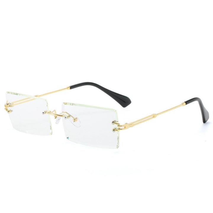 【VisioN Shop】C6JASPEER Rimless Rectangle Sunglasses Women Men Shades Brand Designer Gradient UV400 Sun Glasses Retro Frameless Sunglasses