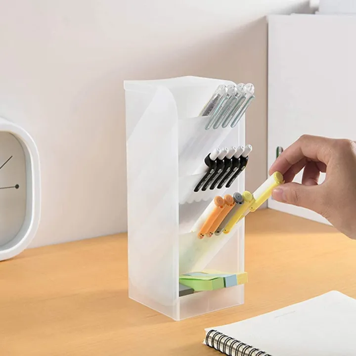 Desk%20Manager%20Pen%20Storage%20Rack%20Multi-Compartment%20Pen%20Holder%20Storage%20Box%20Stationery%20Solid%20Color%20Translucent%20for%20Office%20-%20Image%202