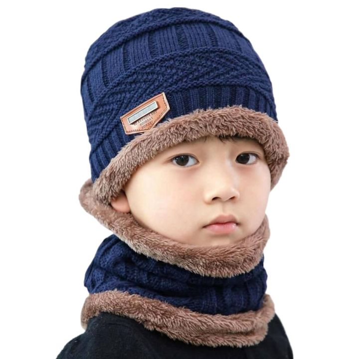 UGLY BLUE COLOUR WINTER HAT &NECK WARMER FOR MEN .
