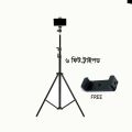 6.5 Foot Tripod Stand with Free Mobile Holder Included - Ideal for Mobile Devices and Content Creation. 