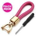 Hand Woven Leather KeyChain Detachable Metal 360 Degree Rotating Horseshoe Buckle Braided Moto Car Key Chain For Men Gift K394.