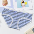 Women Cute Stripe Panties Comfy Cotton Lace Trim Bikini Briefs Bowknot Stretch Underwear Panty. 