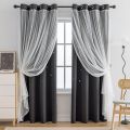 1PC Star Blackout Curtains, Tulle for windows with Double Layer, Curtains for Ramadan, Decoration for Eid For House Room.