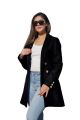 Women Jacket Stylish Fall Winter Women's Overcoat Trendy Solid Color Turn-down Collar Long Sleeve Cardigan with Belted Button Closure Mid Length Loose Lady Coat. 