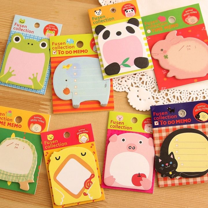20Pcs/Set Cute Cartoon Animals Zoo Sticky Notes Creative Kawaii Tearable Memo Pad Message stickers Student Stationary School Office Supplies