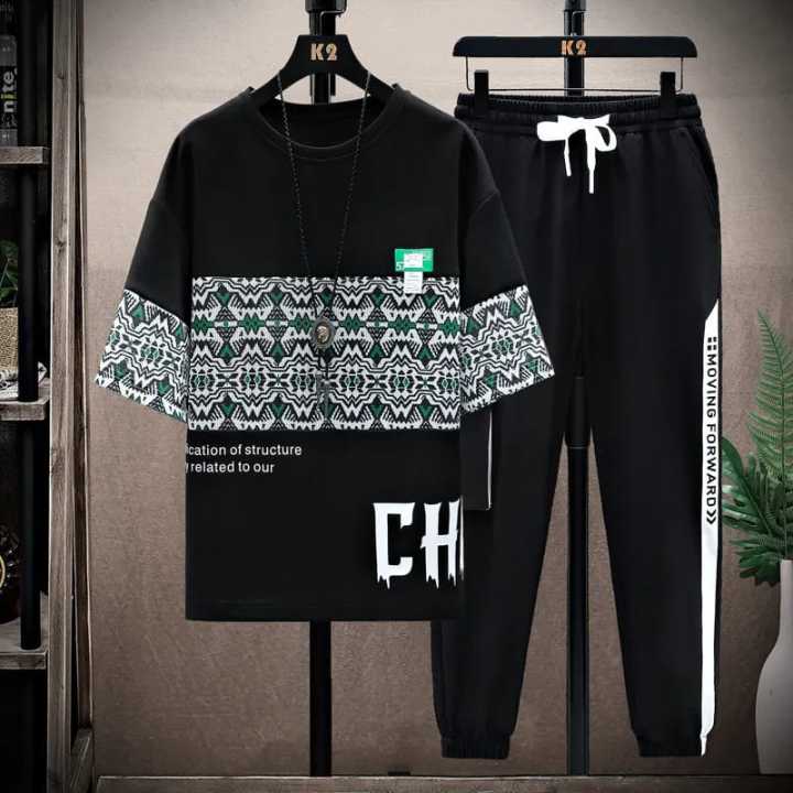 Black  & Cotton Combo T-Shirt & trouser Pant For Man