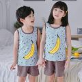 Boys Summer Pajamas Sleeveless Sleepwear Vest Shorts Suit Cartoon Pajamas Sleepwear Sets. 