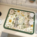 Kitchen Absorbent Pad Vintage Dish Drying Mat Rubber Draining Pad Tableware Mat Table Anti-scald Pad Home Decor. 