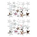 3D Sticker, 40 X Star Art Mirror Wall Sticker Surface Decal Home Room DIY Art Decor (Silver).