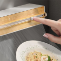 Plastic Wrap Dispenser,Foil Dispenser,Refillable Cling Wrap Dispenser,Foil Cling Film Dispenser Wrap Dispenser Easy to Use White & Wood Grain.
